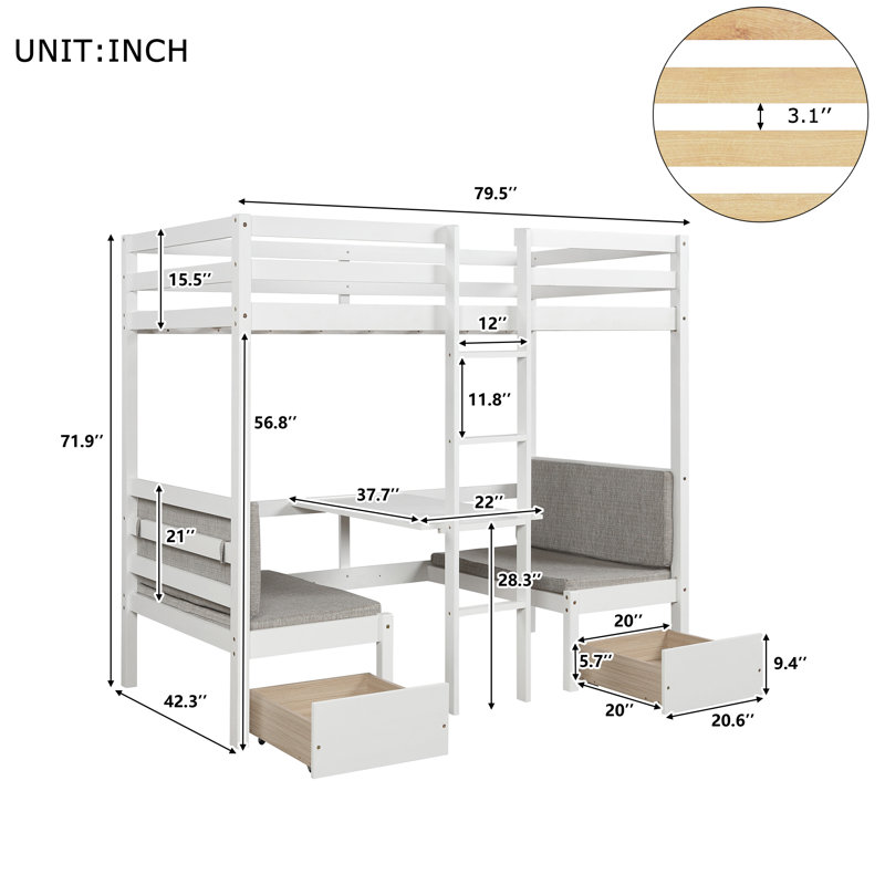 Bain twin loft bed with desk and drawers discount